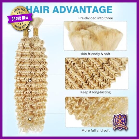 Deep Water Wave Human Hair Extensions, 18 Inch Curly, 100g Boho Braids main image 4